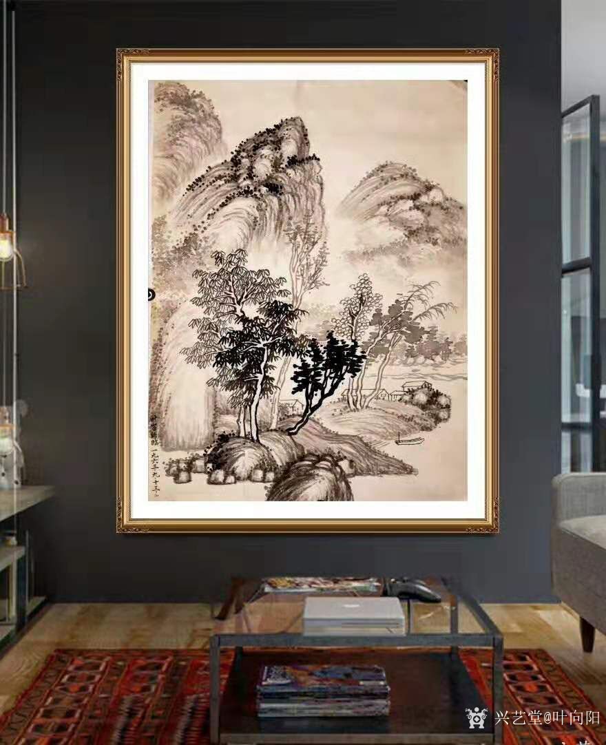 叶向阳日记:国画仿古山水画《野渡无人舟自横》《秋清泉气香》《山清水秀松声_兴艺堂
