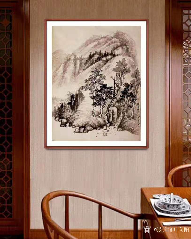 叶向阳日记:国画仿古山水画《野渡无人舟自横》《秋清泉气香》《山清水秀松声_兴艺堂