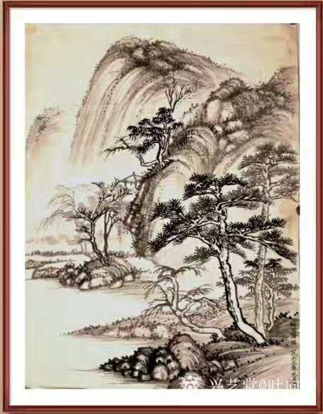 叶向阳日记:国画仿古山水画《野渡无人舟自横》《秋清泉气香》《山清水秀松声_兴艺堂