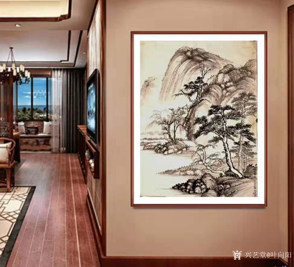 叶向阳日记:国画仿古山水画《野渡无人舟自横》《秋清泉气香》《山清水秀松声_兴艺堂