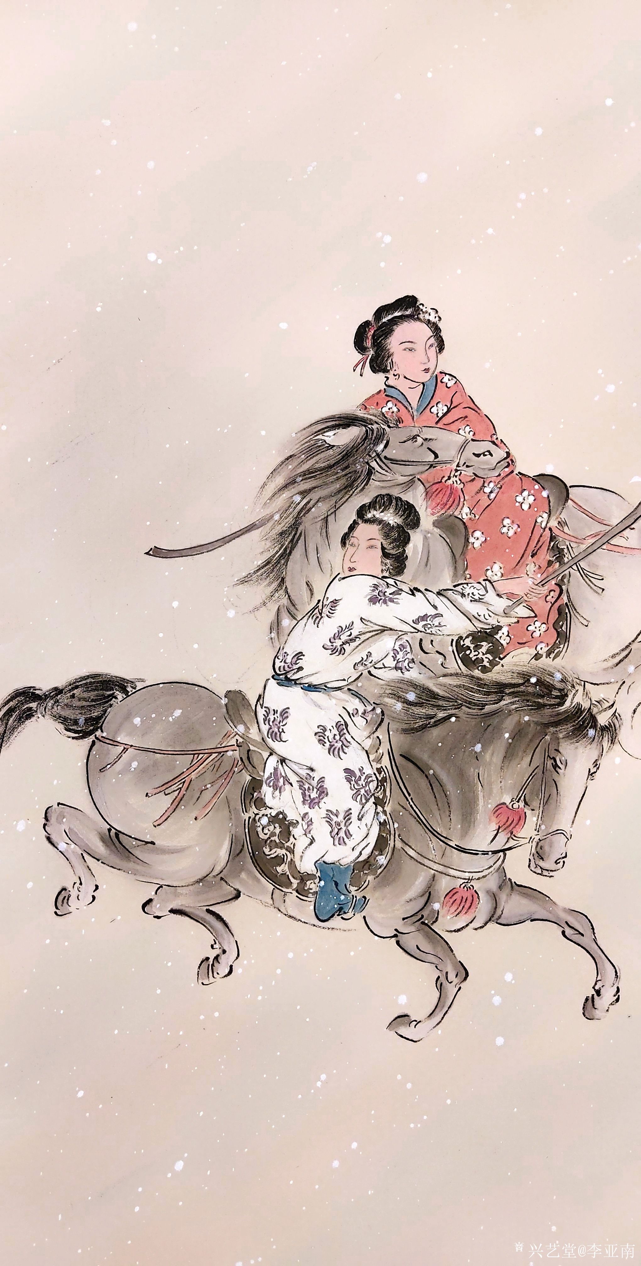 李亚南日记:国画人物画《唐人击鞠图》作品尺寸140cmx35cmx4; _兴艺堂