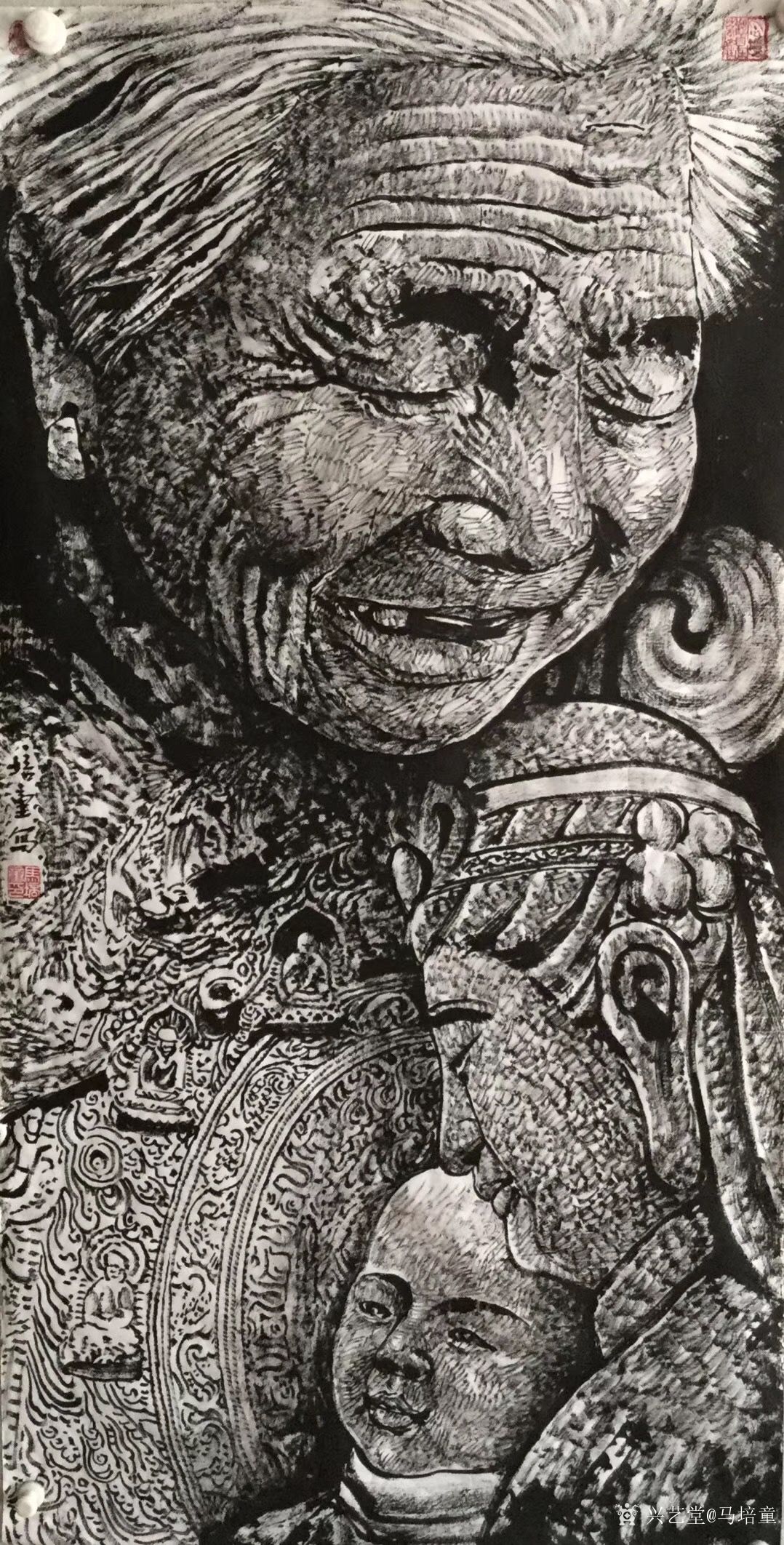 《焦墨画佛造像艺术--画佛拜佛,修身养心》马培童焦墨画感悟笔记(154)