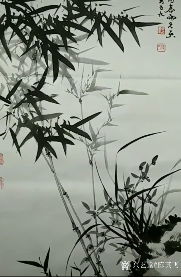 陈其飞日记-国画竹子兰草,名称《春风浩荡》,辛丑年