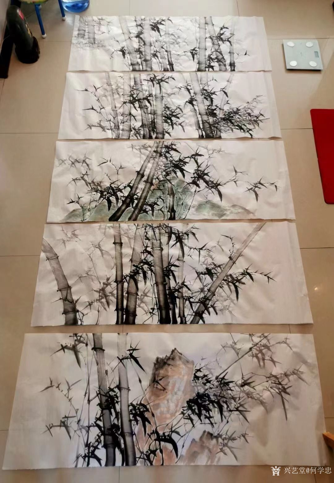 何学忠收藏:某单位定制的4幅国画竹作品,已经完成创作,请欣赏。_兴艺堂