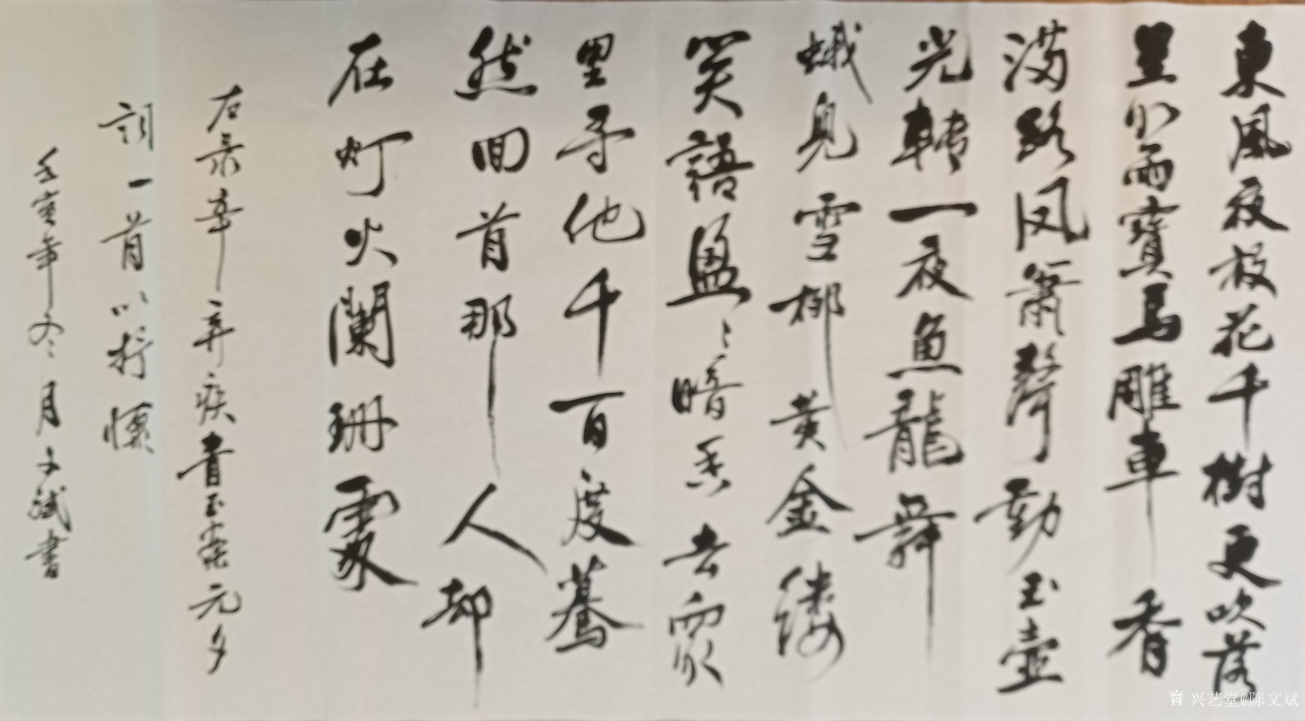 陈文斌日记:行书录辛弃疾词《青玉案 元夕》:众里寻他千百度,蓦然回首,那_兴艺堂