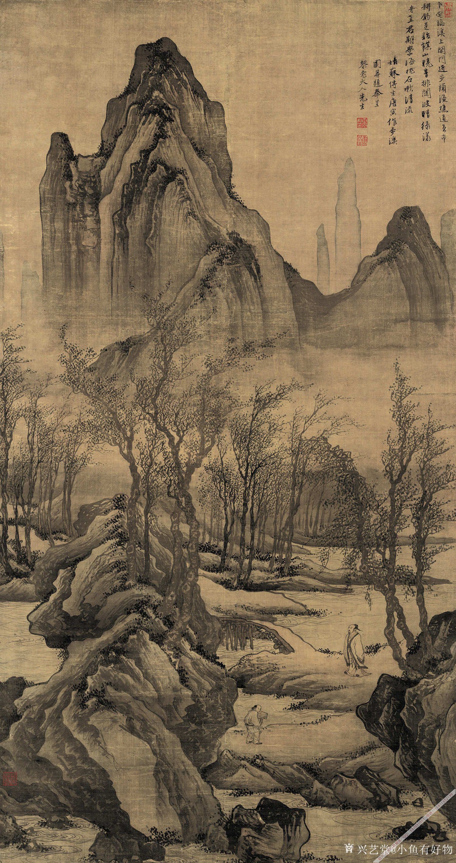 小鱼有好物日记:明-唐寅-步溪图-柴门掩雪图-风竹图-宫妓图-古木幽篁图-骑_兴艺堂