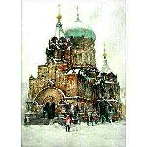 艺术品图片：艺术家王积强油画作品名称《【索菲亚大教堂】作者王积强》价格7440.00 元