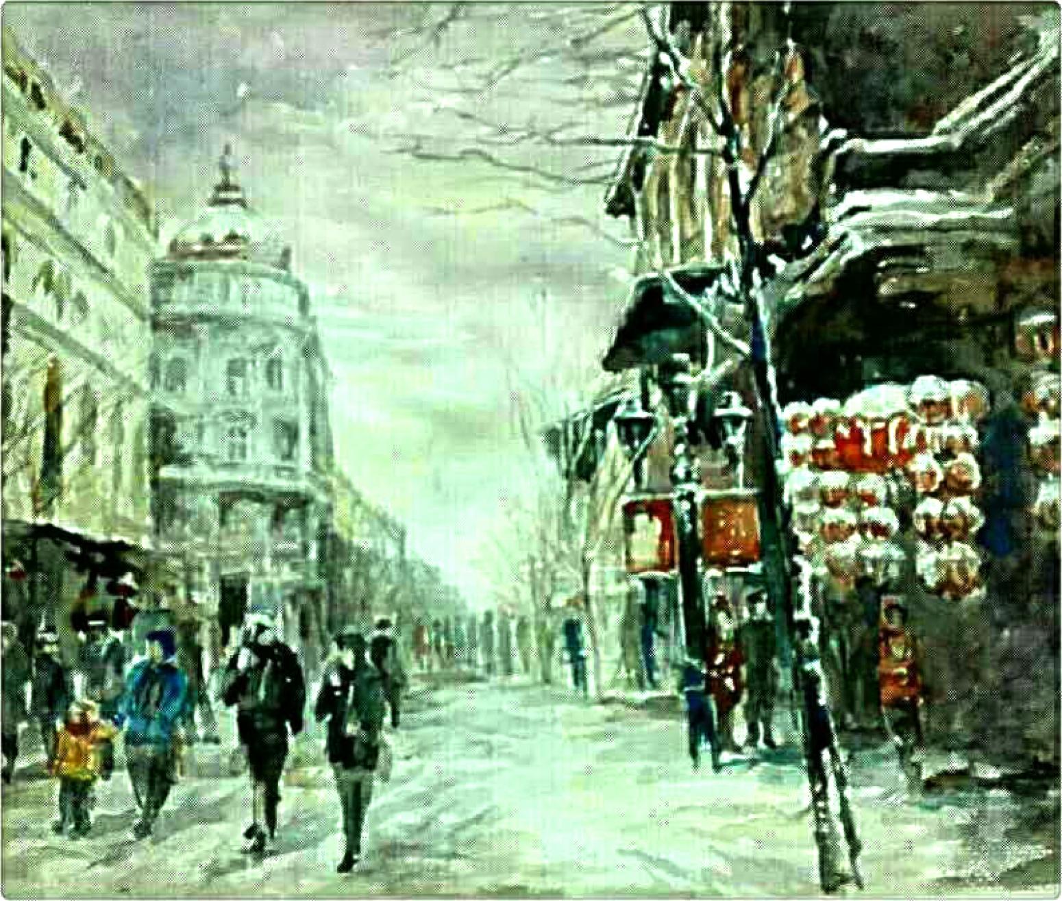 王积强油画作品《【节日里的中央大街】作者王积强》【图0】