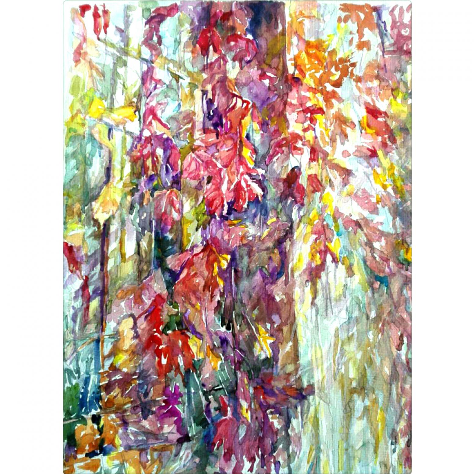 王积强油画作品《【窗外红叶】作者王积强》