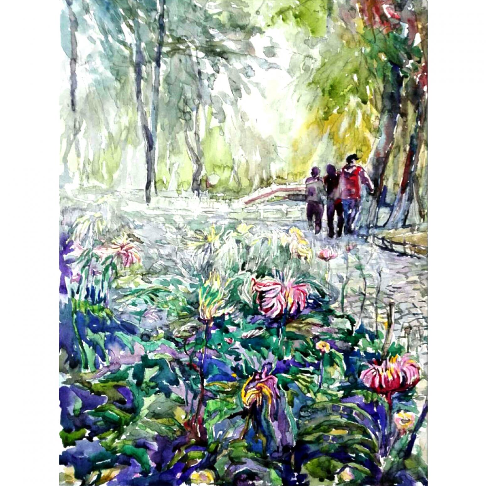 王积强油画作品《【公园里的花】作者王积强》