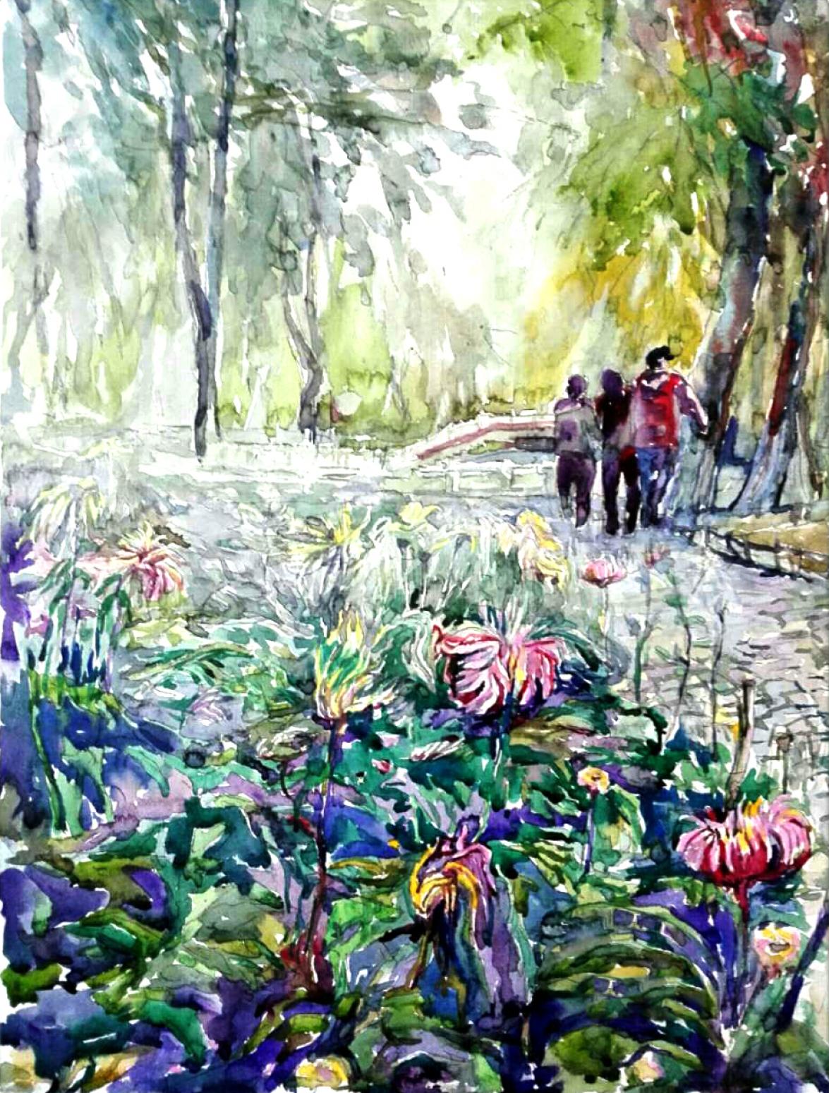 王积强油画作品《【公园里的花】作者王积强》【图0】