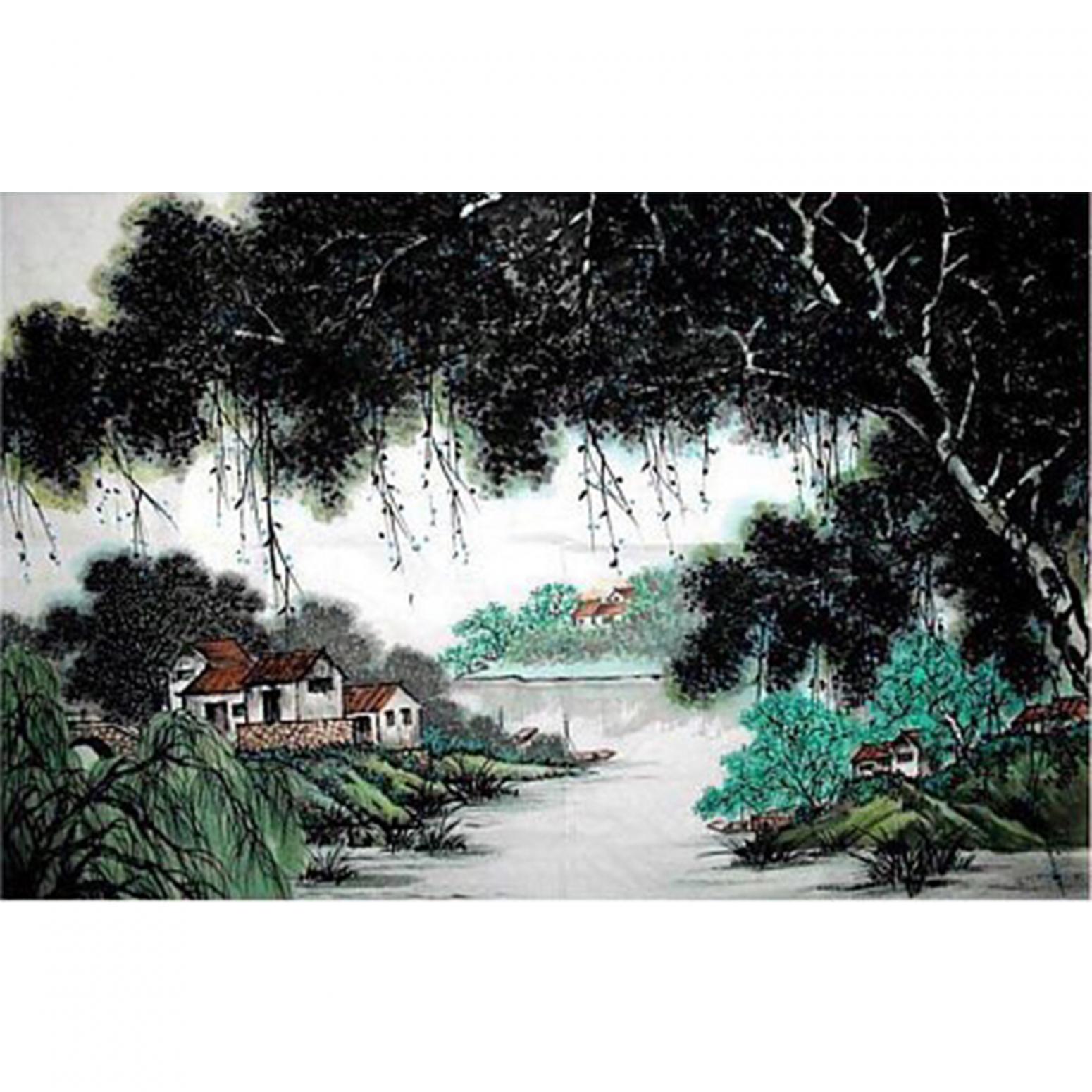 魏太兵国画作品《【树荫人家】作者魏太兵》