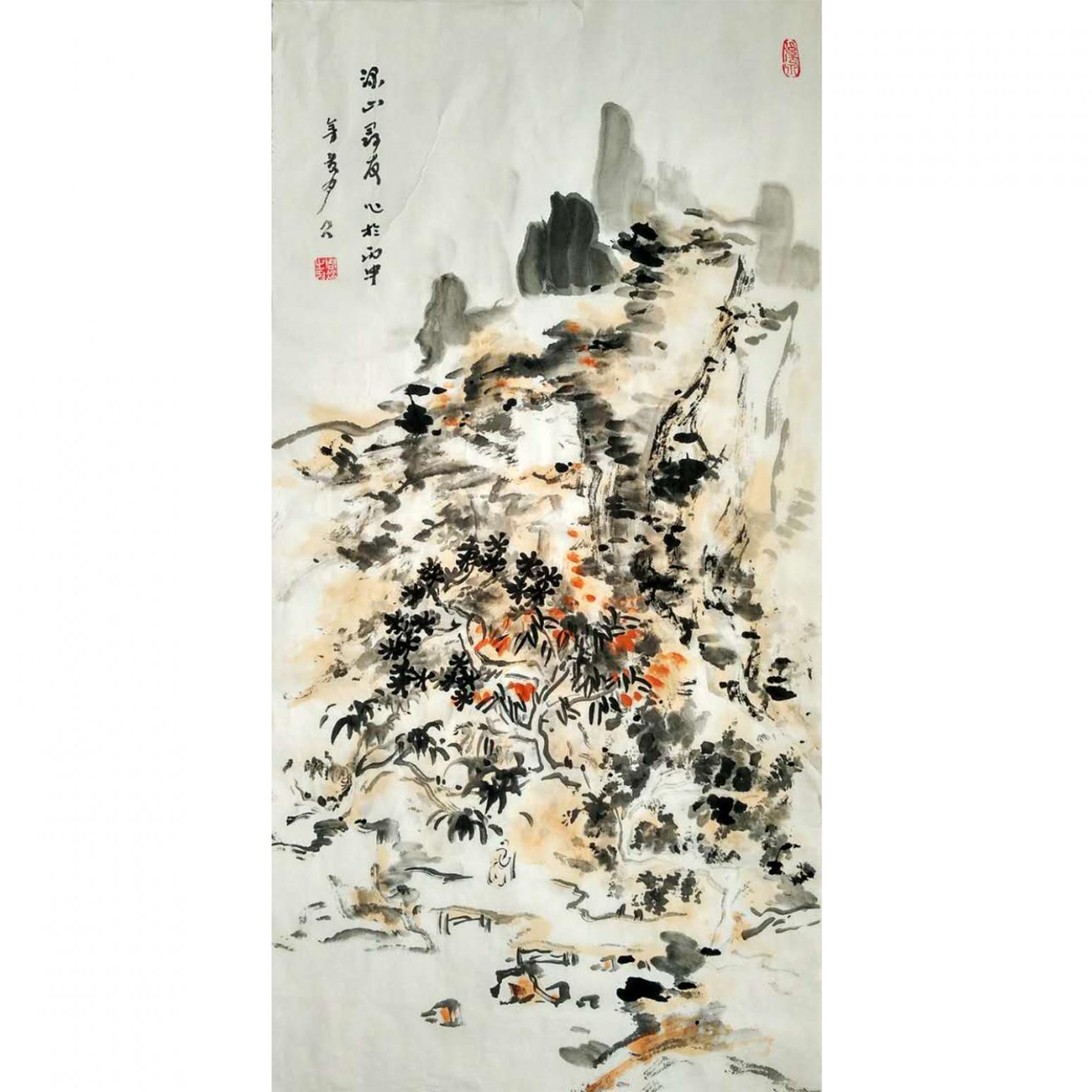 周现宏国画作品《【枫叶红了】作者周现宏》
