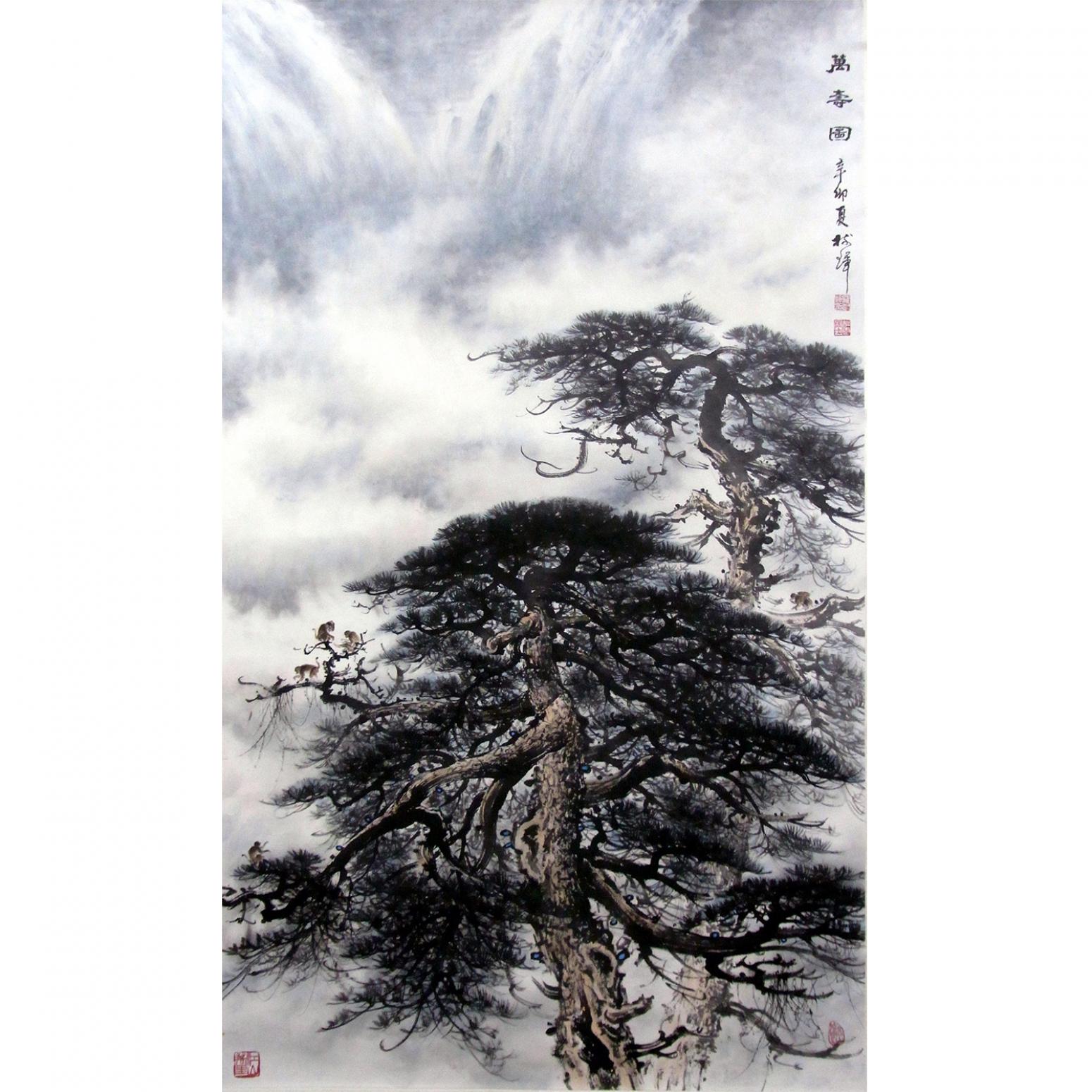 罗树辉国画作品《【万寿图】作者罗树辉》