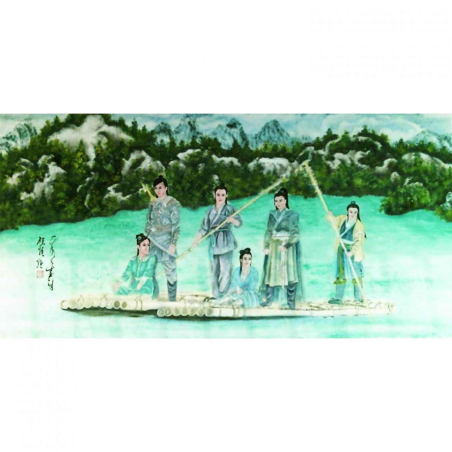 顾顺强国画作品《【划船】作者顾顺强》