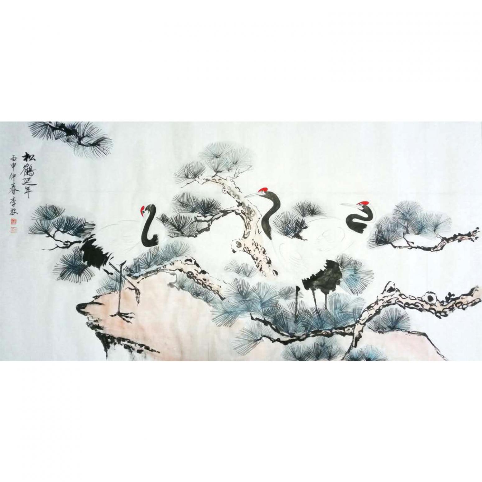 李牧国画作品《【松鹤延年02】作者李牧》