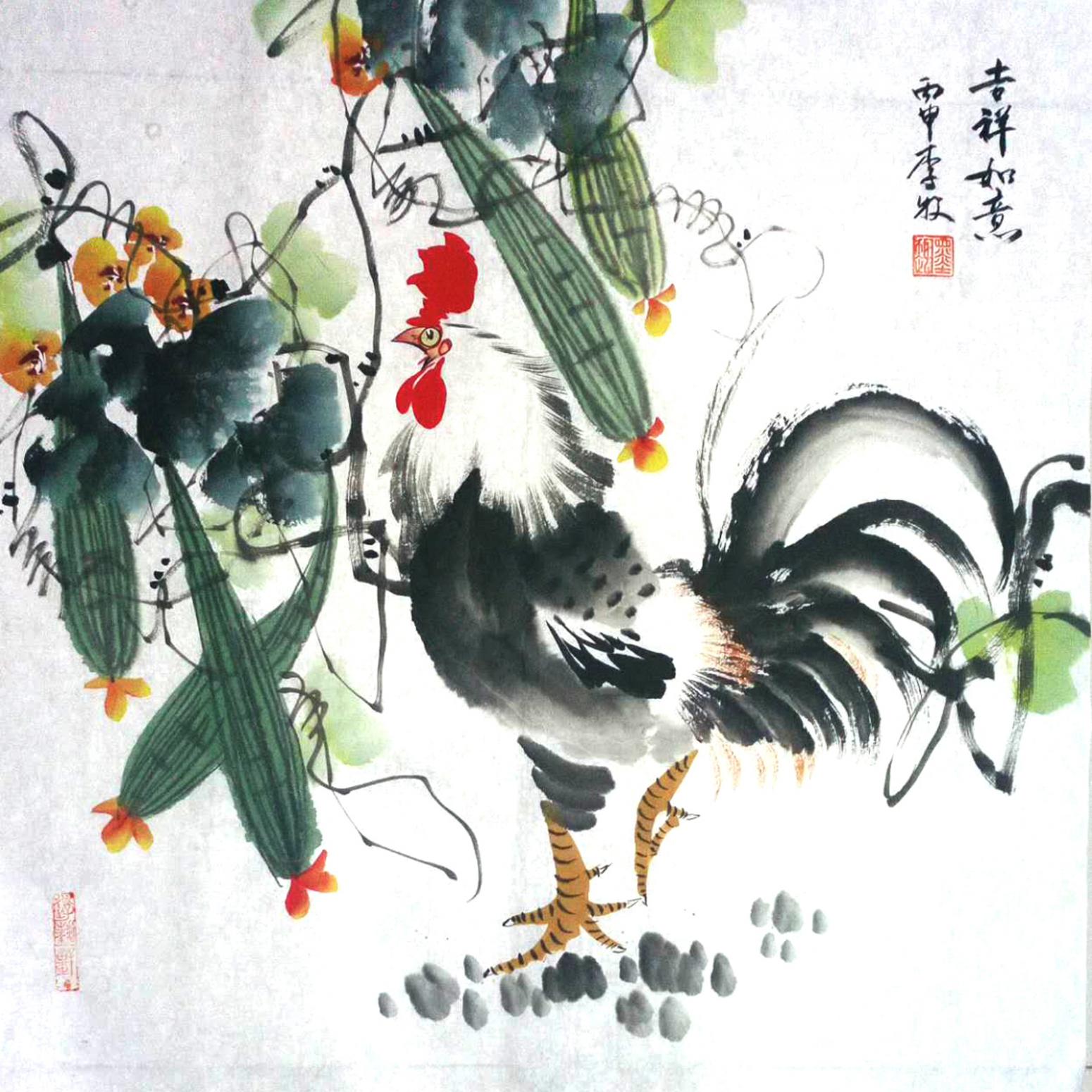 李牧国画作品《【吉祥如意】作者李牧》