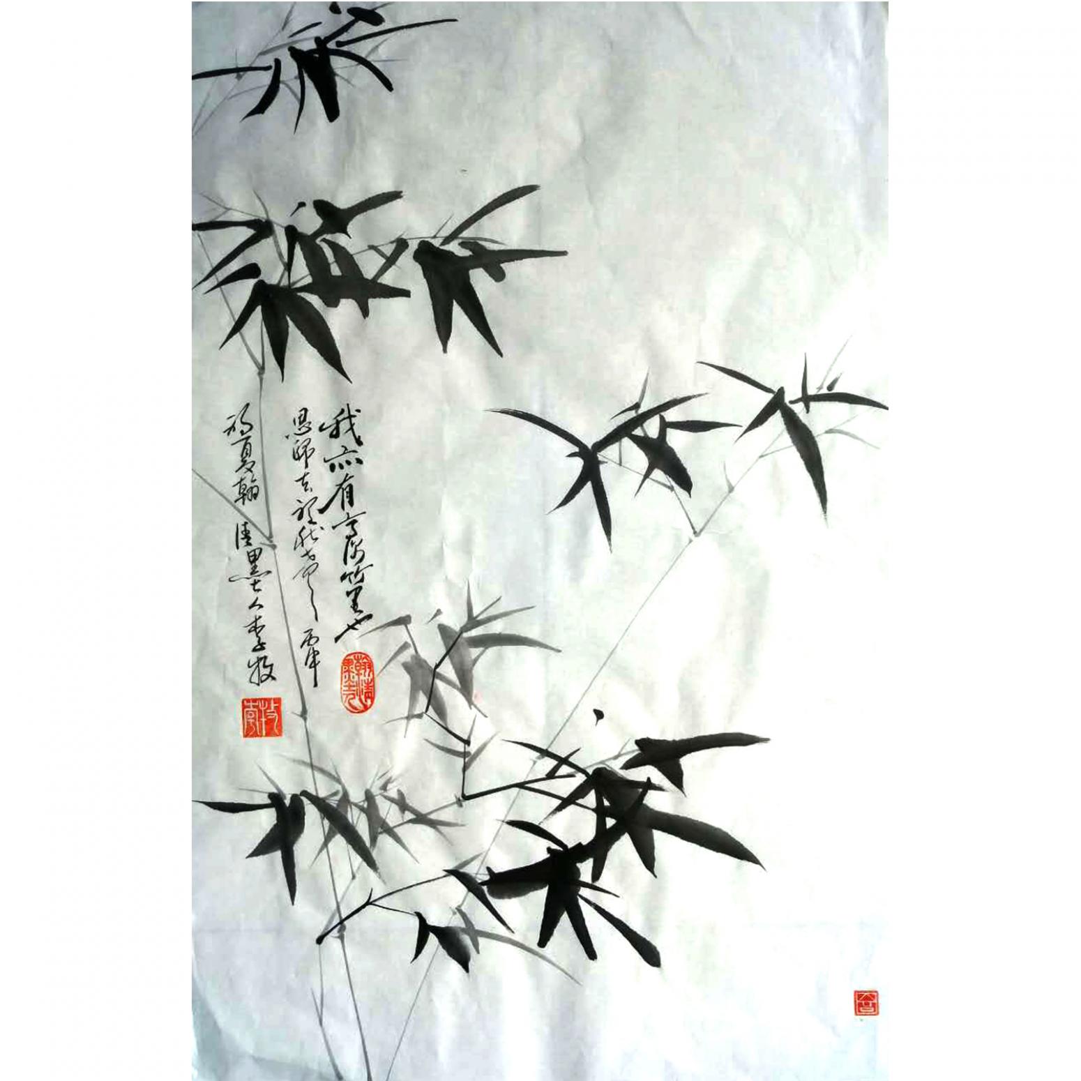 李牧国画作品《【墨竹】作者李牧》