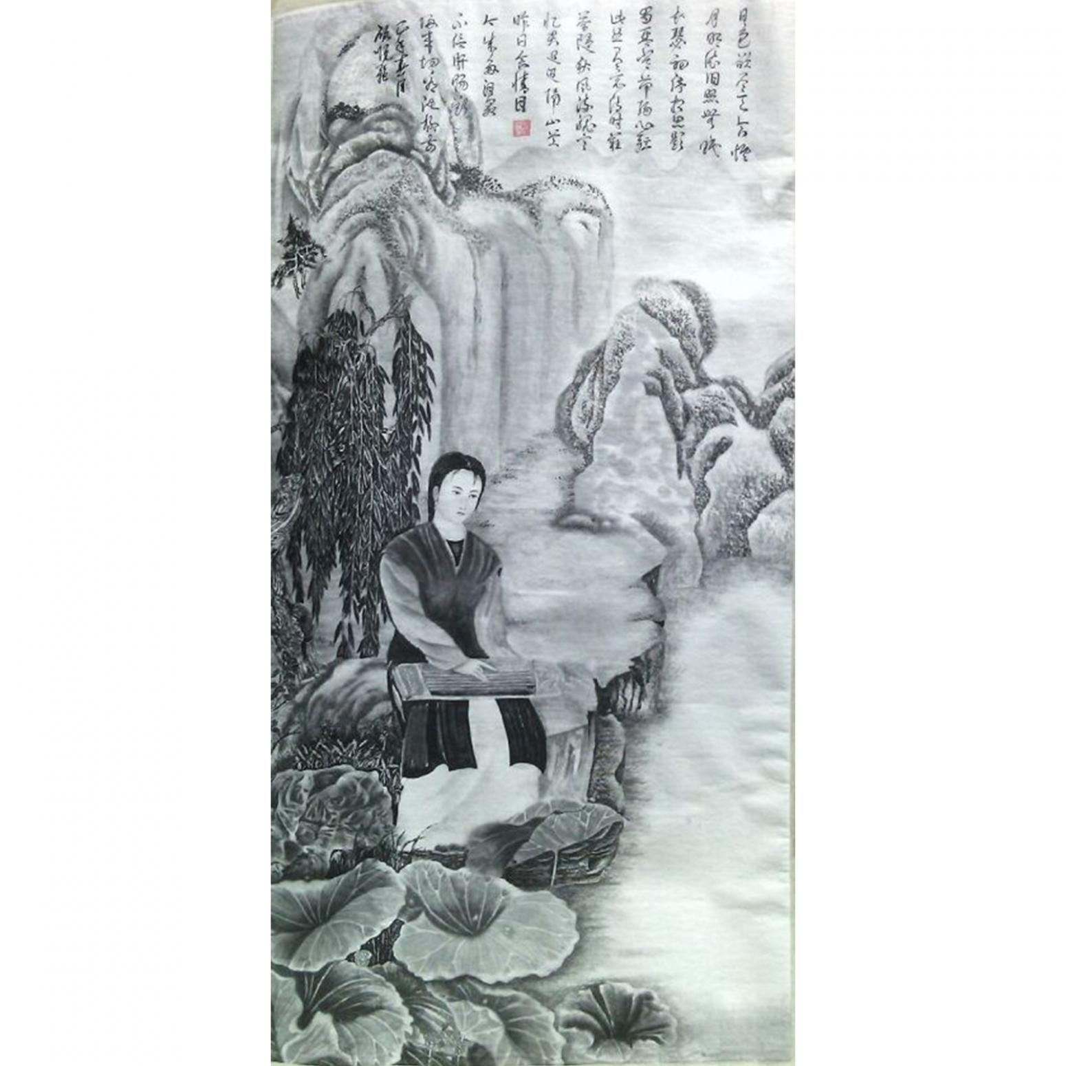 顾顺强国画作品《【荷叶妹】作者顾顺强》