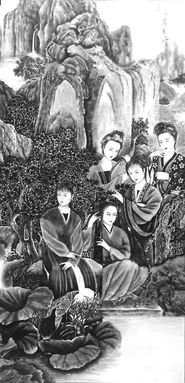 顾顺强国画作品《【五姐妹】作者顾顺强》【图0】