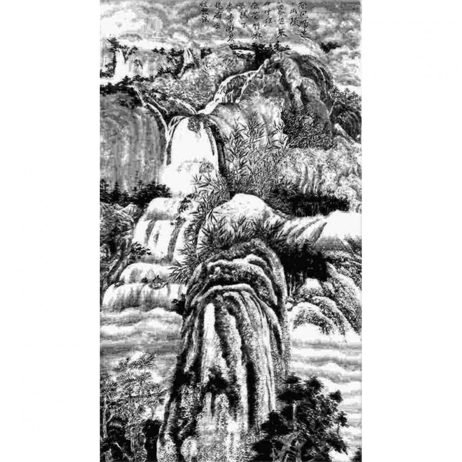 顾顺强国画作品《【瀑布】作者顾顺强》