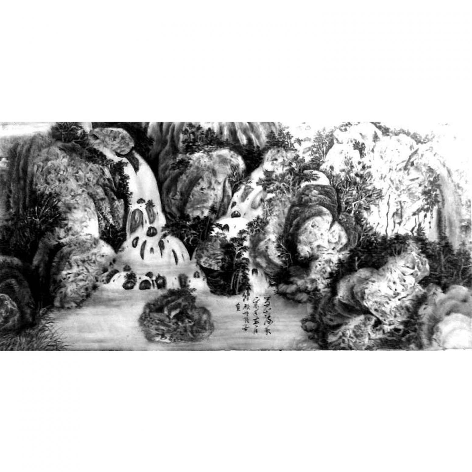 顾顺强国画作品《【高山流水1】作者顾顺强》