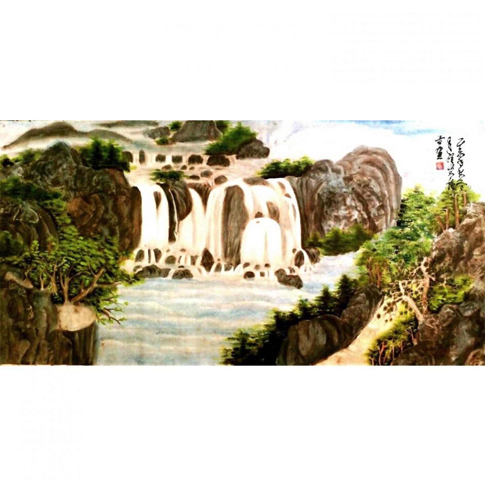 顾顺强国画作品《【高山流水】作者顾顺强》