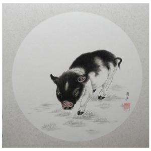 艺术品图片：艺术家蔡国英国画作品名称《【生肖猪】作者蔡国英》价格866.00 元