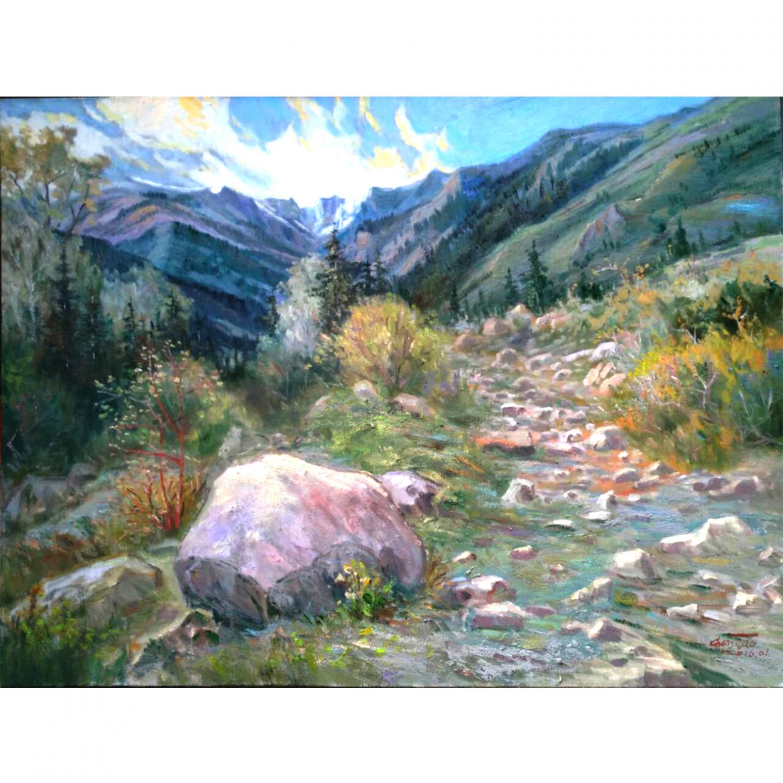 陈以涛油画作品《【冬天山】作者陈以涛》