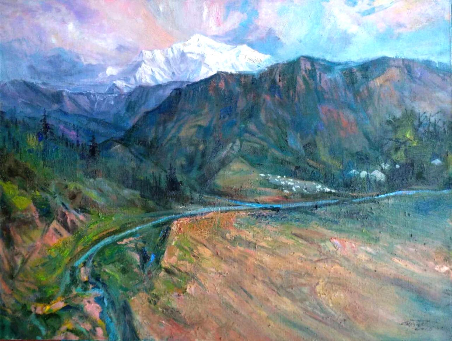 陈以涛油画作品《【远望雪峰】作者陈以涛》【图0】