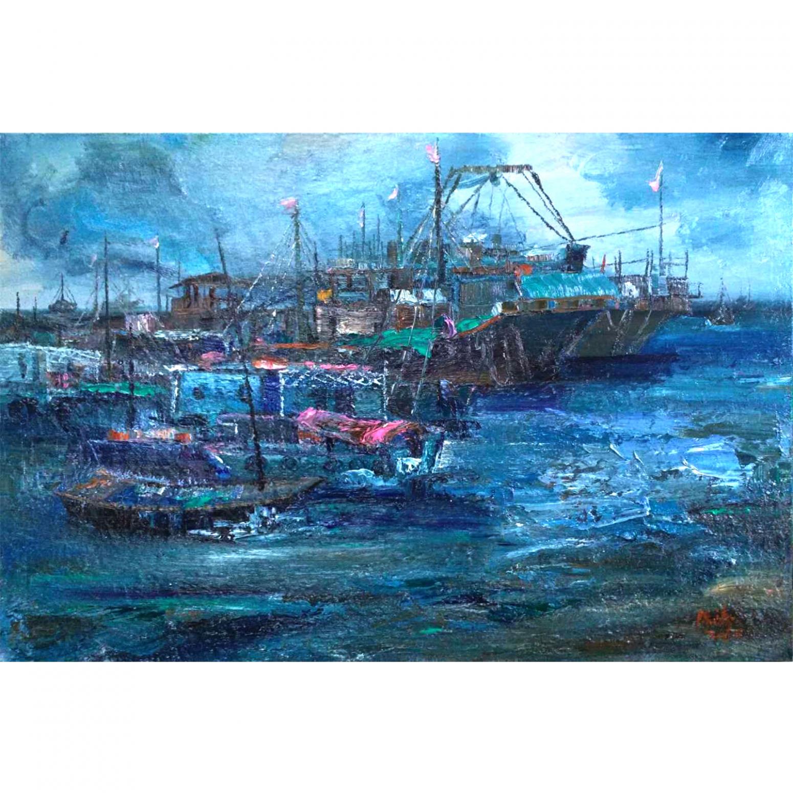 陈以涛油画作品《【渔人港】作者陈以涛》