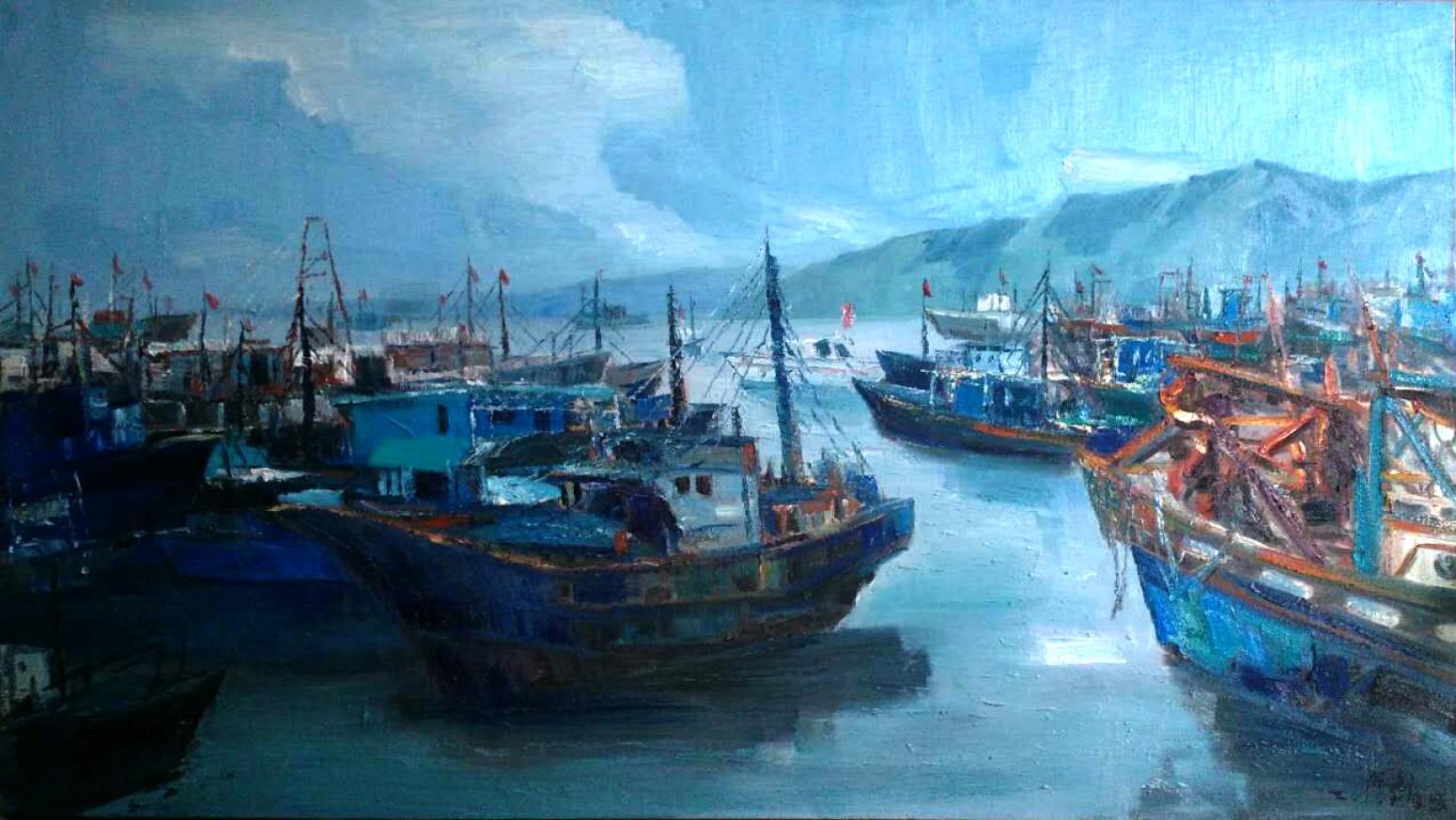 陈以涛油画作品《【渔人港的蓝天】作者陈以涛》【图0】