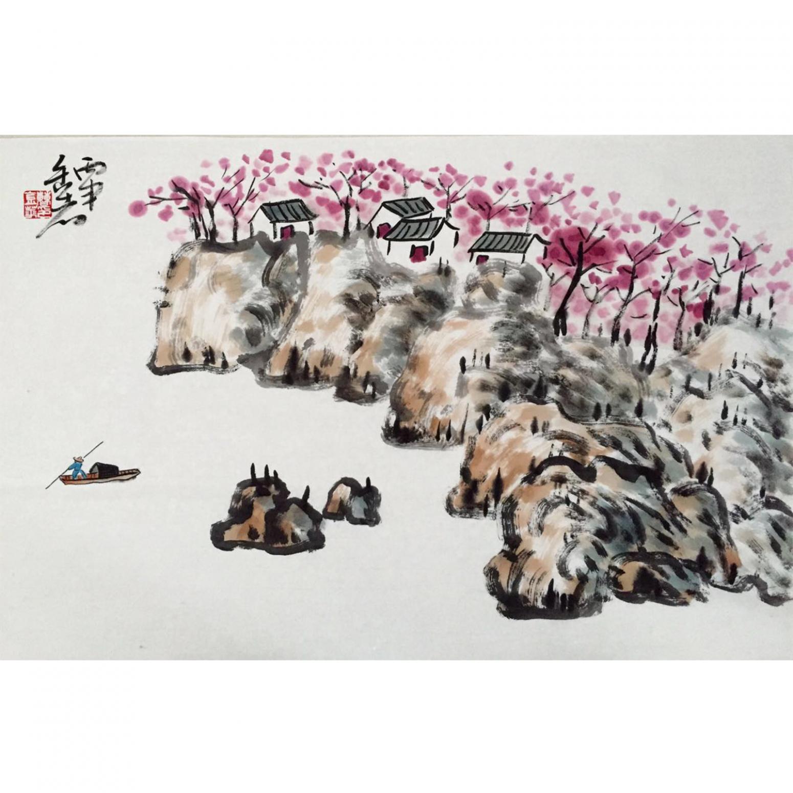 曹金华国画作品《【小舟人家】作者曹金华》