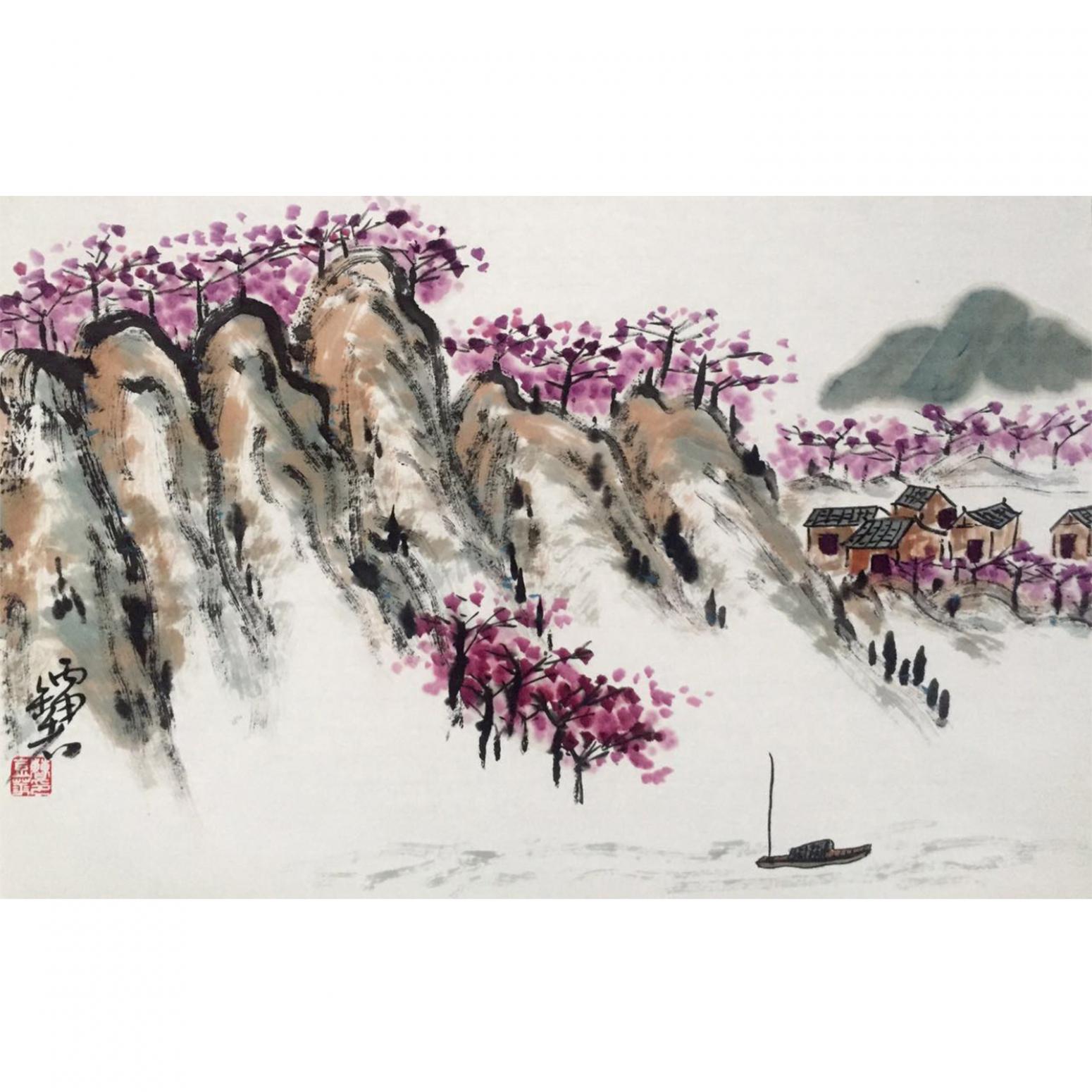 曹金华国画作品《【山下小屋】作者曹金华》