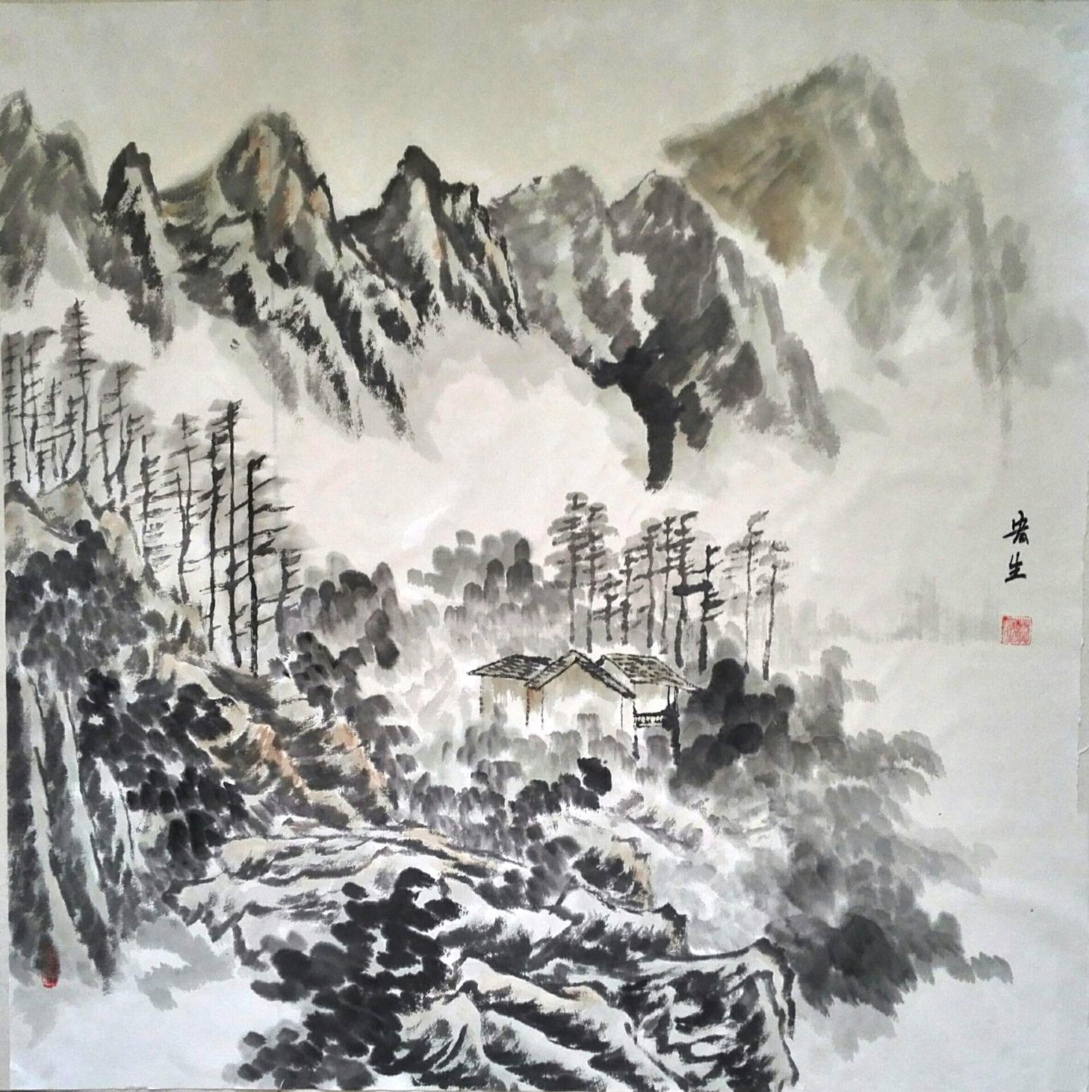 莫宏生国画作品《【山中居】作者莫宏生》【图0】