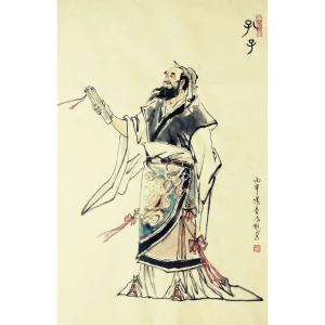 艺术品图片：艺术家窦世魁国画作品名称《人物画-孔子》议价