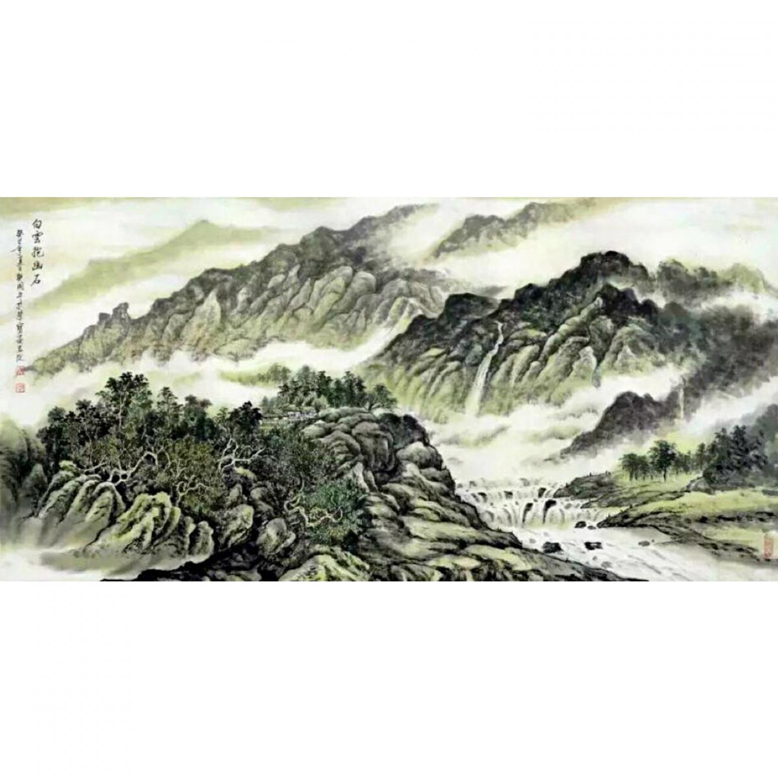 樊国平国画作品《【白云抱幽石】》