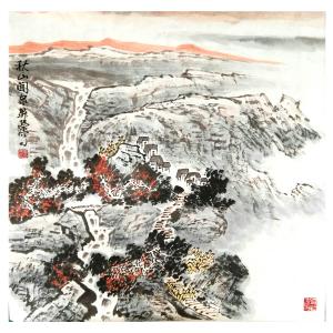 艺术品图片：艺术家周升荣国画作品名称《【秋山闻泉】作者周升荣》价格3600.00 元