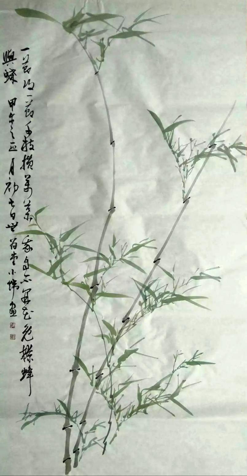 胡小炜（润德）国画作品《【竹子】作者胡小炜》【图0】