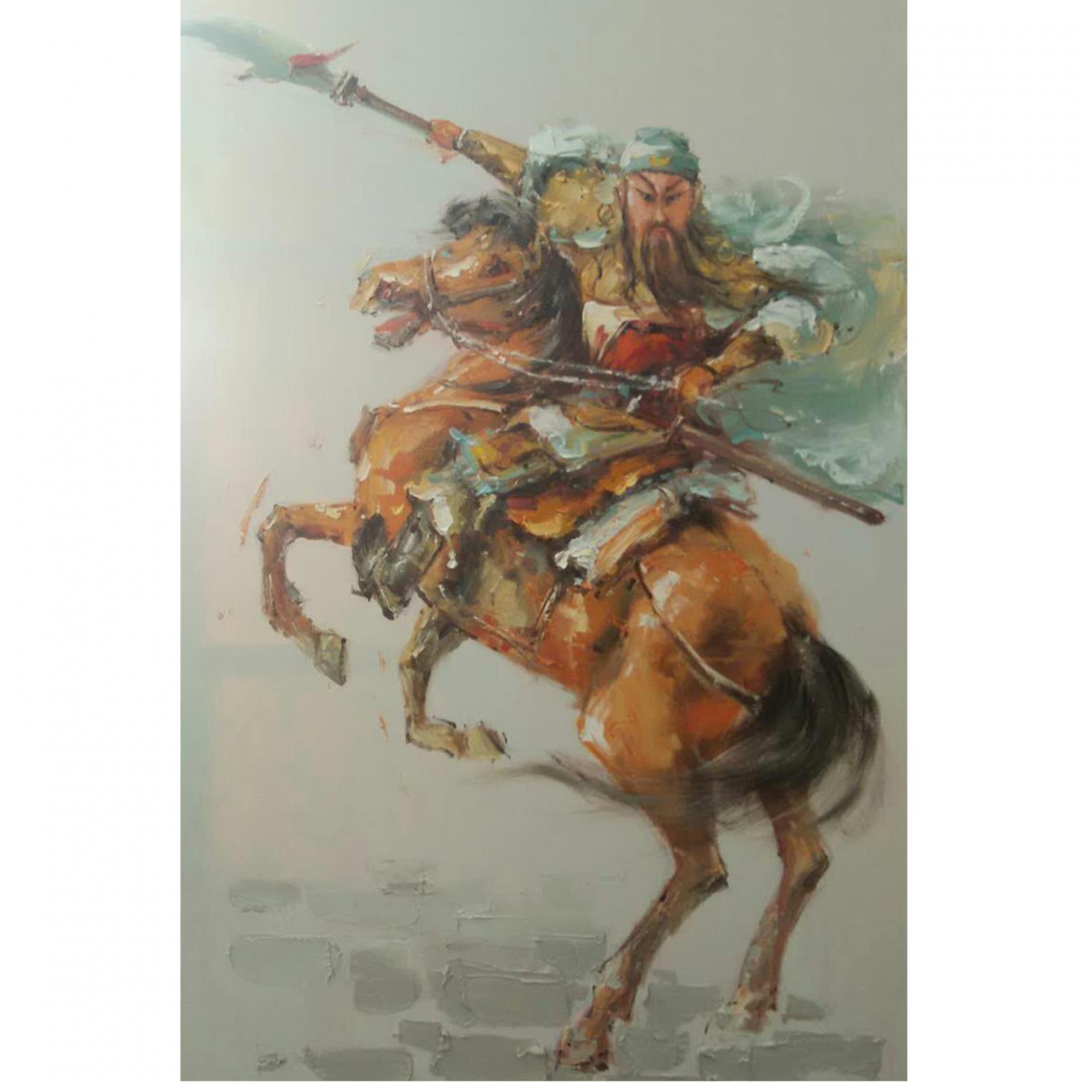 卢锦华油画作品《【迎马斩】作者卢锦华》