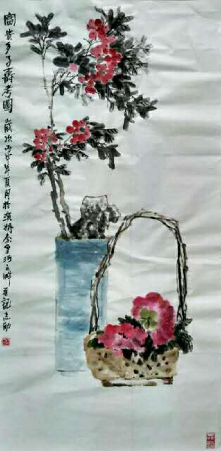 何志勇国画作品《【富贵多子寿图】作者何志勇》【图0】