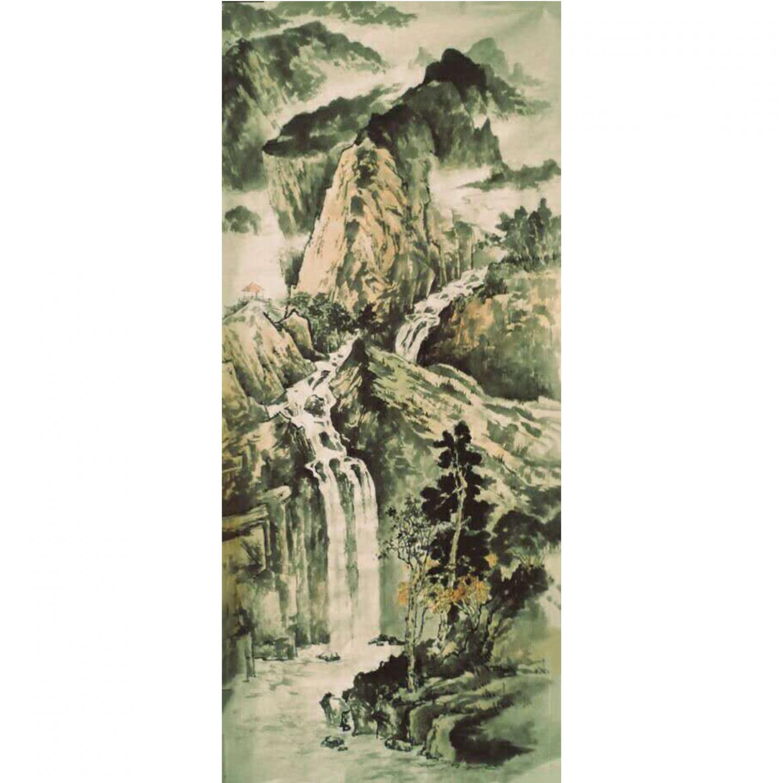 何志勇国画作品《【流水图】作者何志勇》