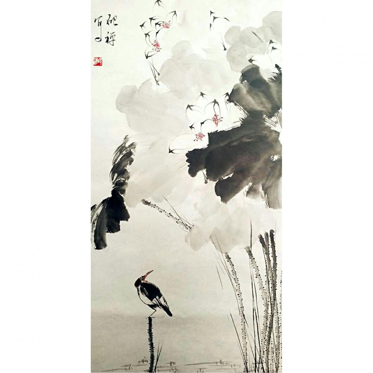 张清永国画作品《【静若莲花】作者张清永》