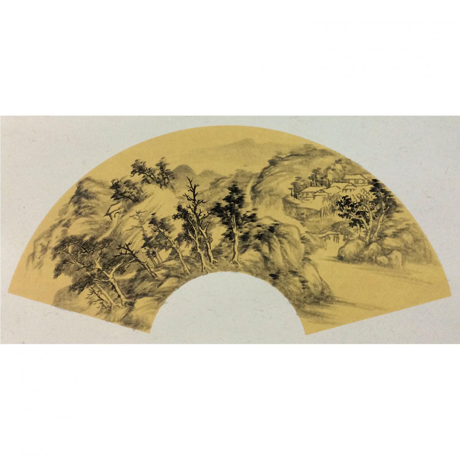 闻超国画作品《【扇面2】作者闻超》