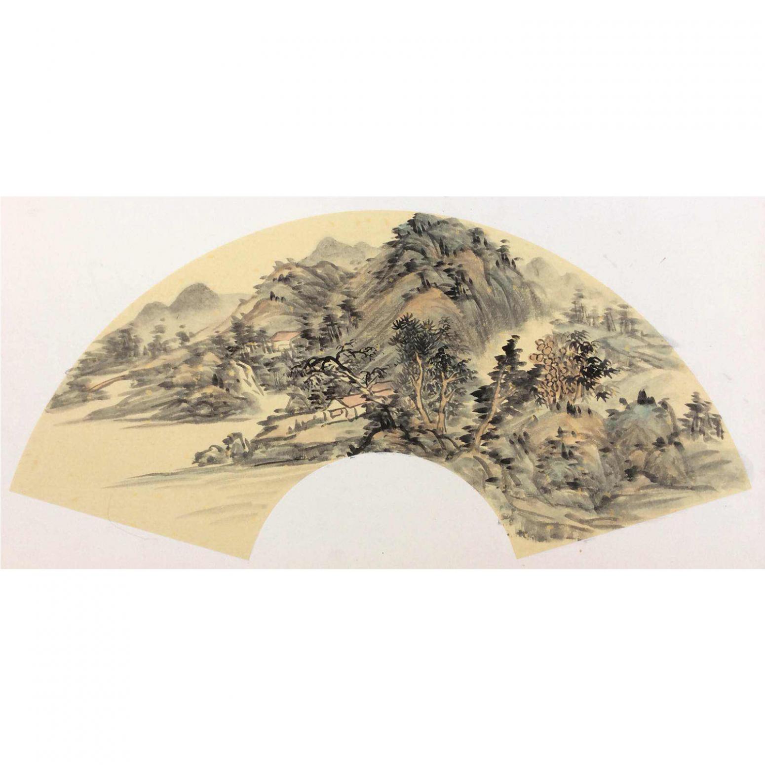 闻超国画作品《【扇面3】作者闻超》