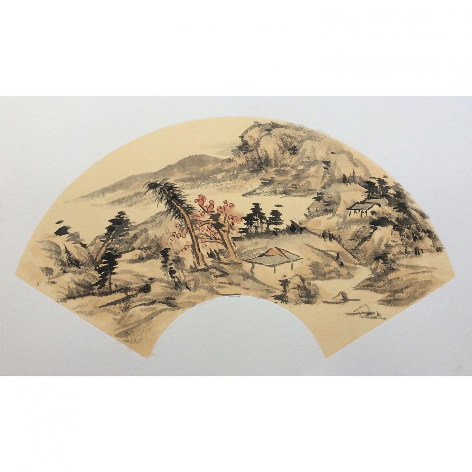 闻超国画作品《【扇面5】作者闻超》