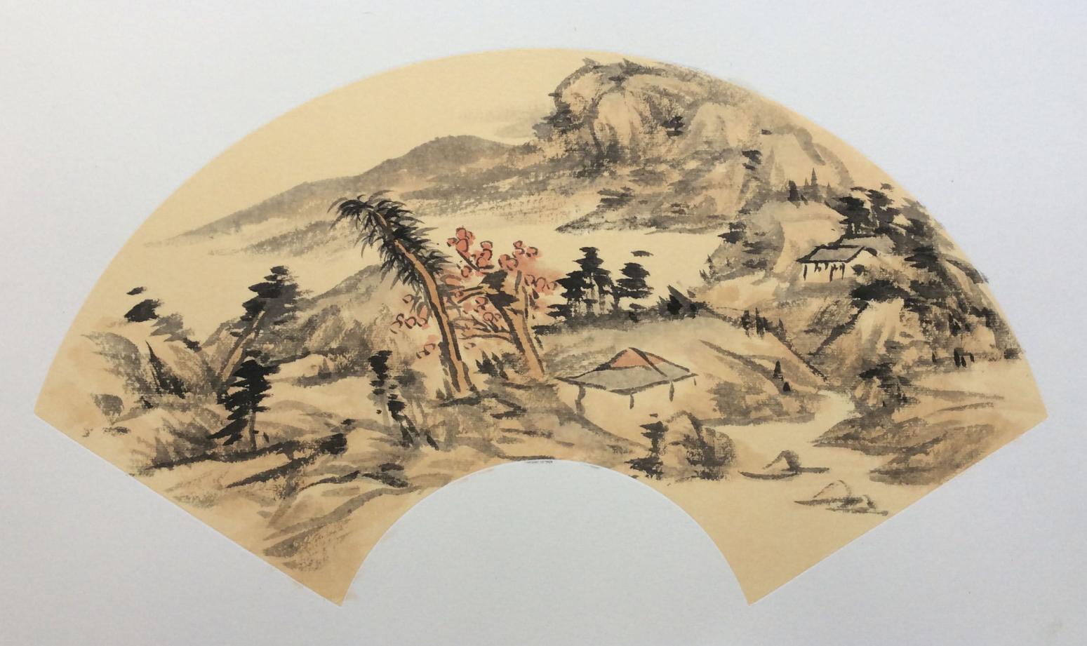 闻超国画作品《【扇面5】作者闻超》【图0】