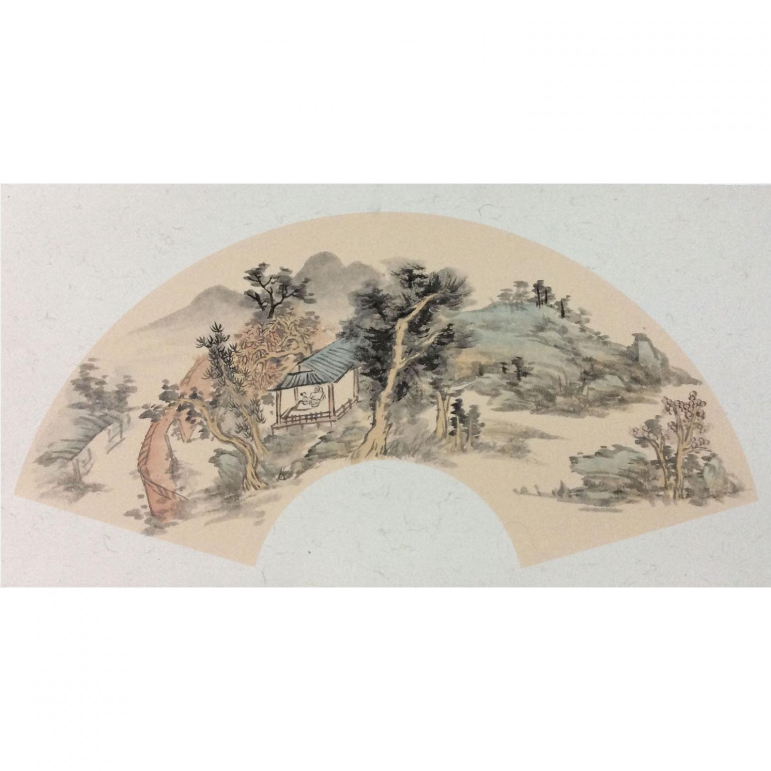 闻超国画作品《【扇面6】作者闻超》