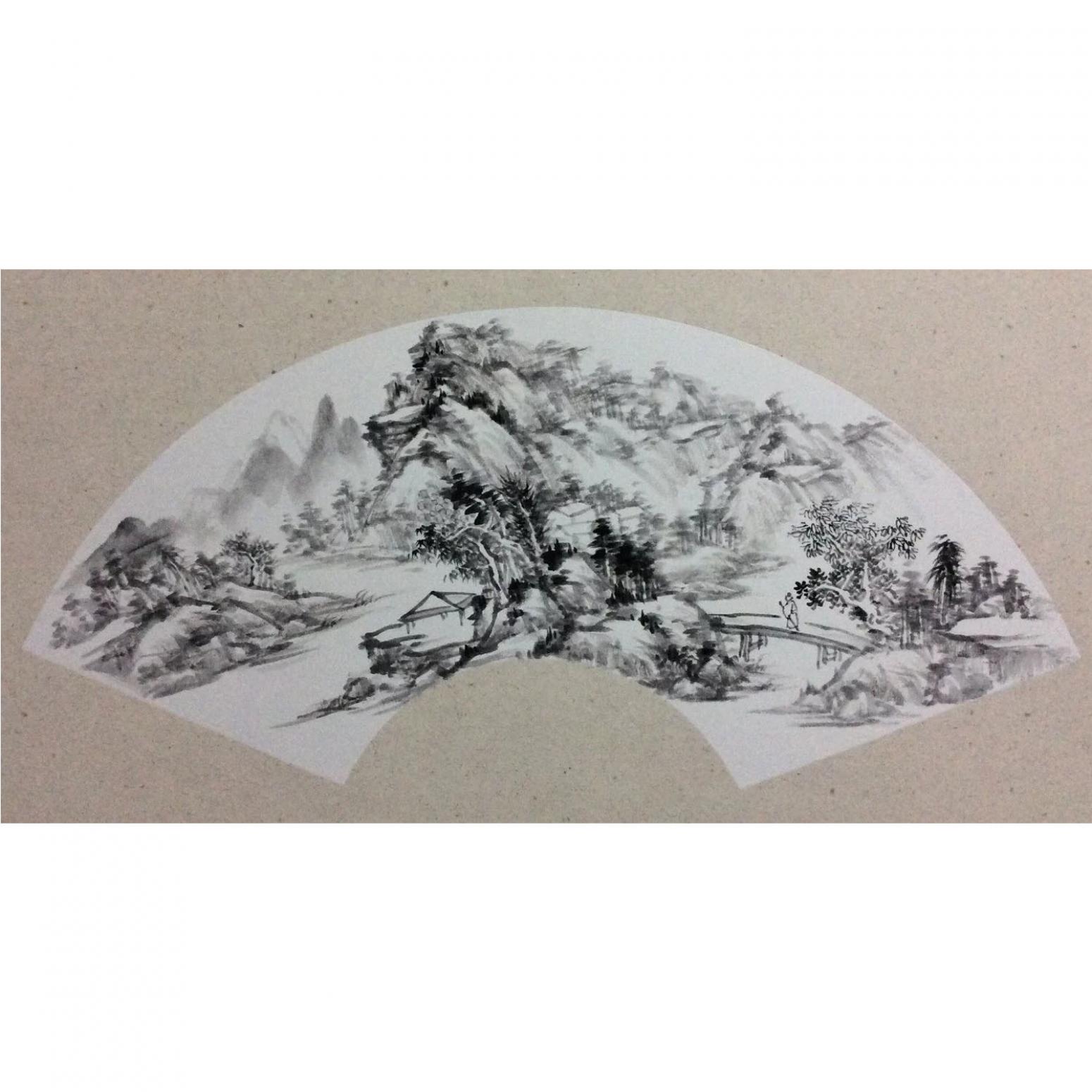 闻超国画作品《【扇面8】作者闻超》