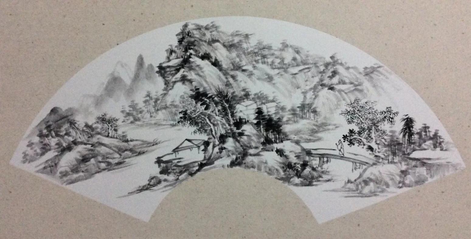 闻超国画作品《【扇面8】作者闻超》【图0】